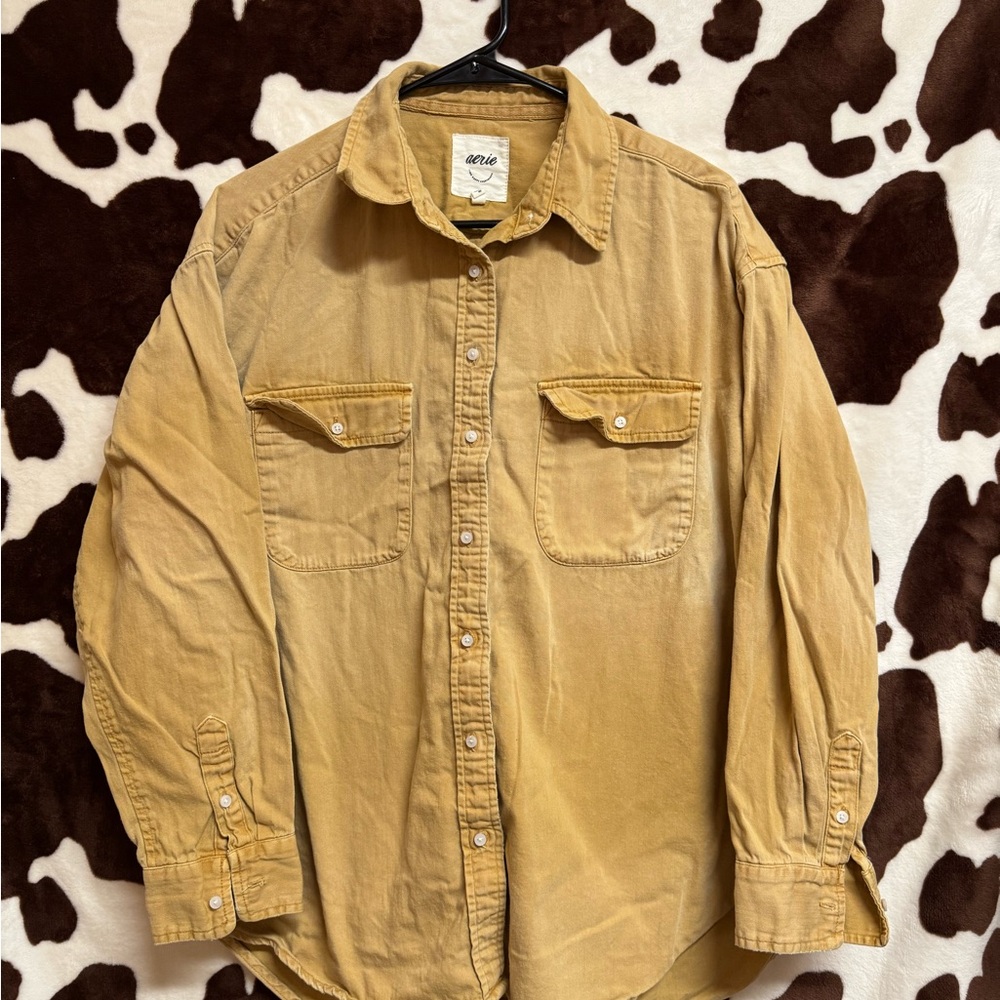 Aerie Mustard Button-Up Shirt